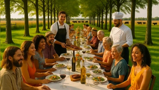 Farm-to-table dinner render