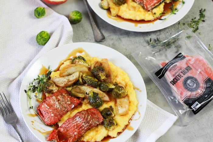 Maple Cider Glazed Salmon with Honey Butter Polenta