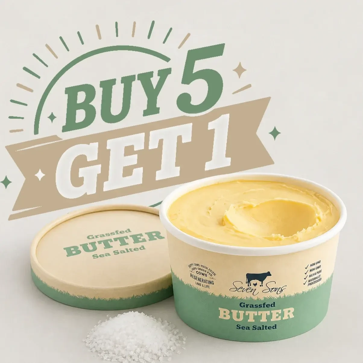 Buy 5 Get 1 Free Seven Sons 100% Grassfed Salted Butter