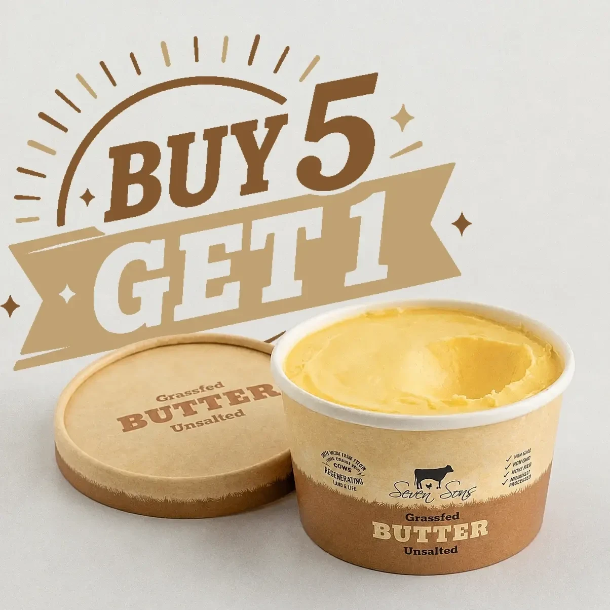 Buy 5 Get 1 Free Seven Sons 100% Grassfed Unsalted Butter