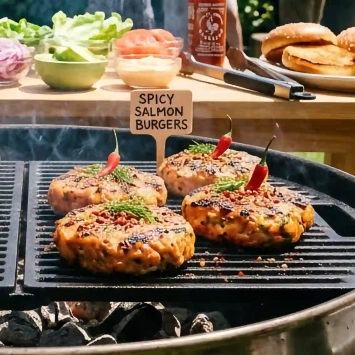Spicy Sockeye Salmon Burger